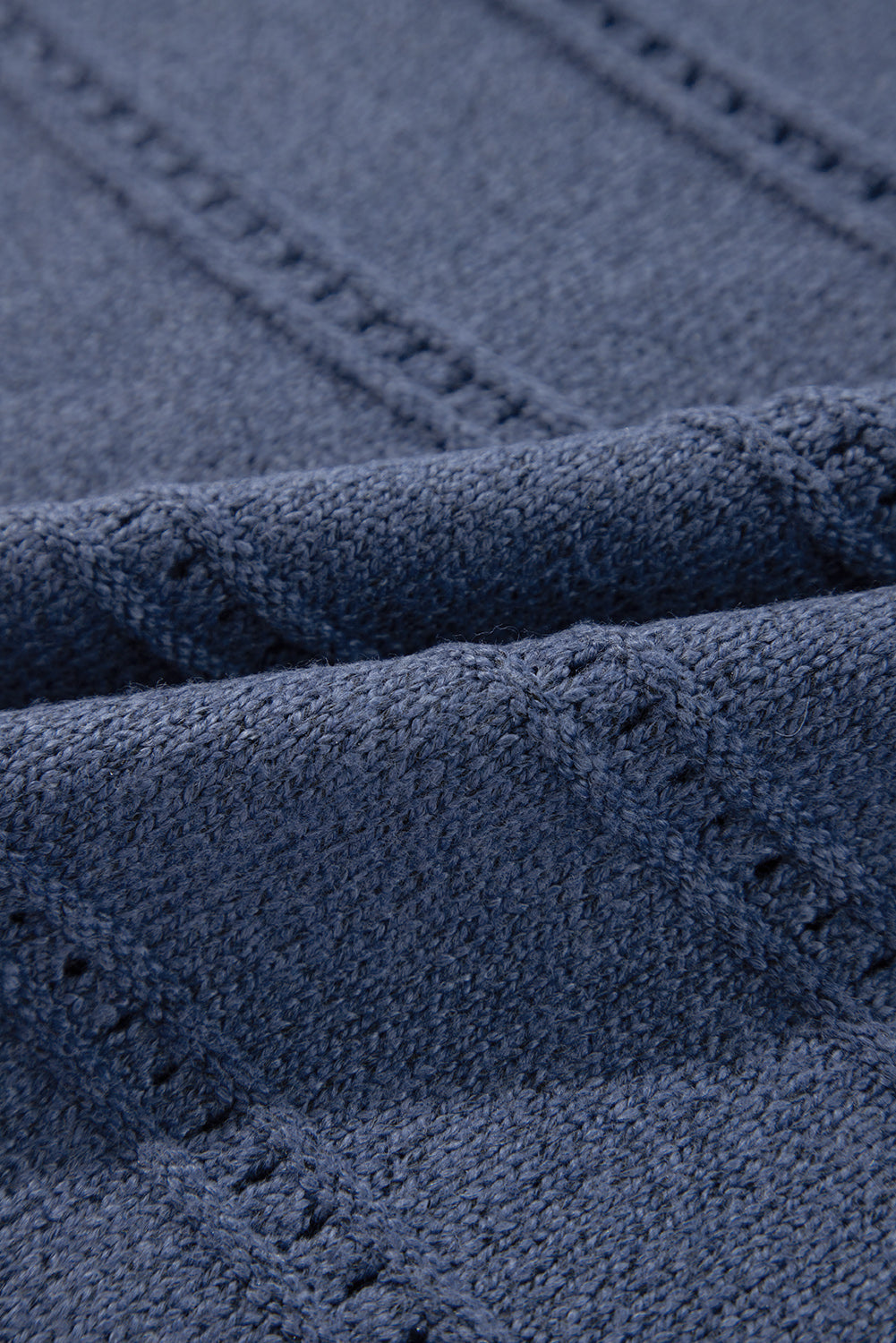 Pointelle Knit Boat Neck Drop Shoulder Sweater